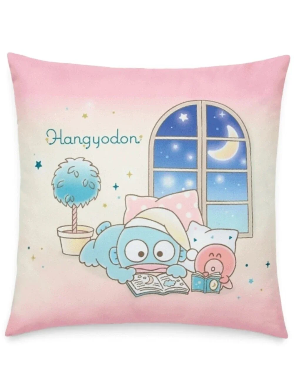 Sanrio Hangyodon relaxing Square Pillow Cushion Pink